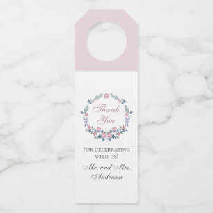 Lilac roses. Garden floral wedding  thank you Bottle Tag