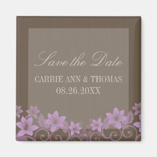Lilac Rustic Floral Save the Date Magnet
