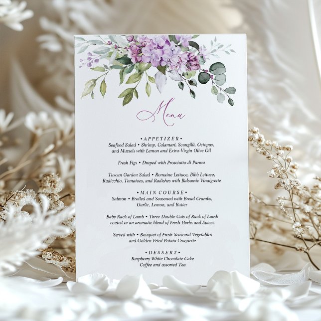 Lilac Sage Green Menu Card Wedding (Creator Uploaded)