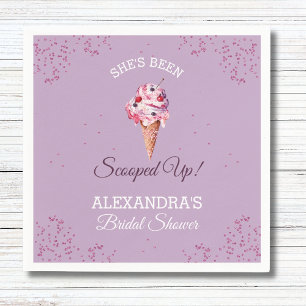 Lilac Scooped Up Ice Cream Bridal Shower Napkin
