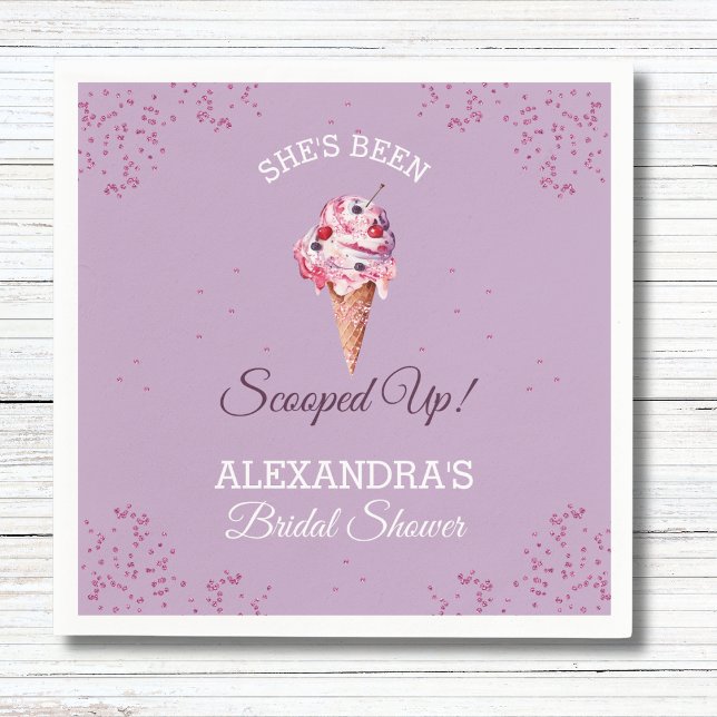 Lilac Scooped Up Ice Cream Bridal Shower Napkin (Creator Uploaded)