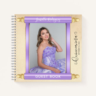 Lilac Scroll Photo Budget Quinceañera Guest Book