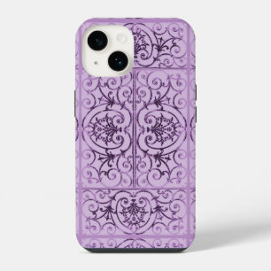 Lilac scrollwork pattern iPhone 14 case