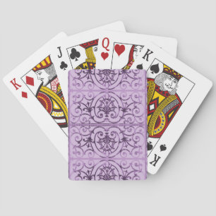 Lilac scrollwork pattern playing cards