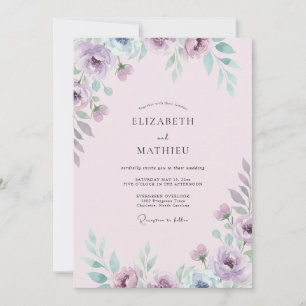 Lilac Seafoam Wildflower Wedding Invitation