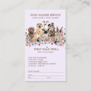Lilac Service Free Separation Anxiety Dog Training Business Card