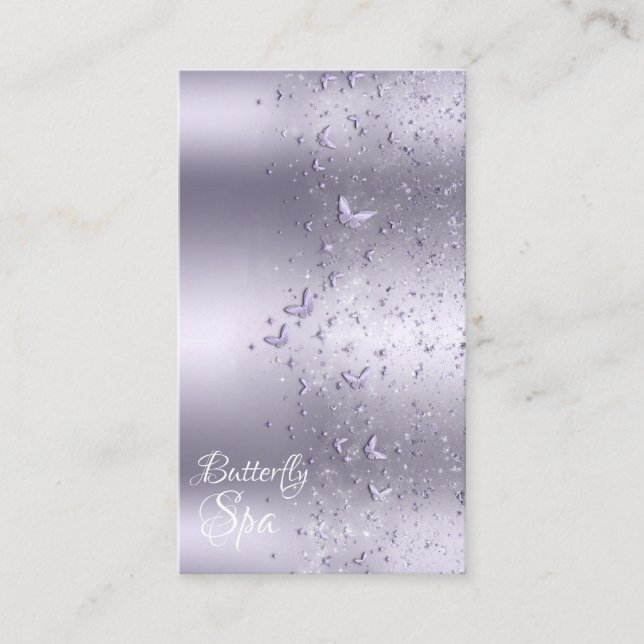 Lilac Shimmer Glitter Sparkle Flutter Butterfly Business Card (Front)
