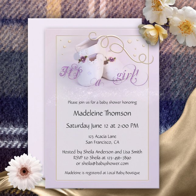 Lilac Shoes Girl Baby Shower Invitation (Creator Uploaded)