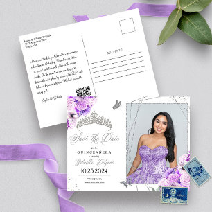 Lilac & Silver Tiara Quinceañera Photo Postcard