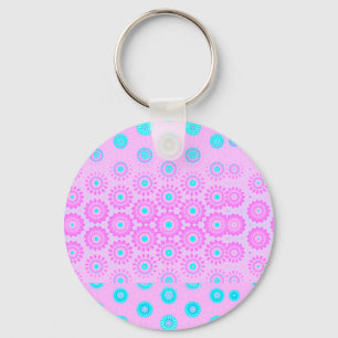 Lilac, Sky Blue and Pink Flowers  Key Ring