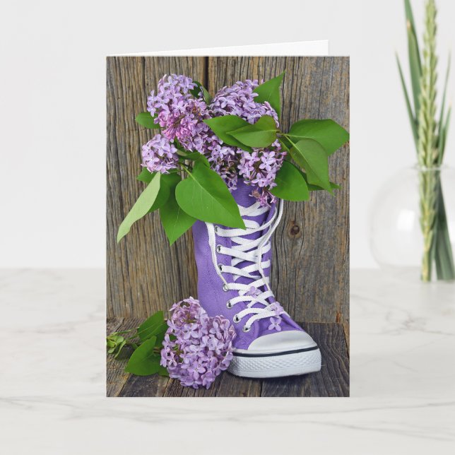 Lilac Sneaker Bouquet Card (Front)