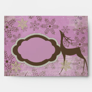 Lilac Snowflakes and Deer Christmas Envelope