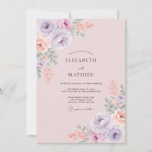 Lilac Soft Floral Romance Wedding Invitation