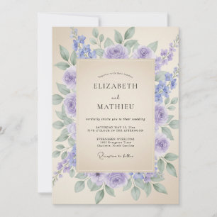 Lilac Soft Watercolor Floral Wedding Invitation