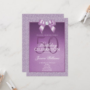 Lilac Sparkle & Stylish Gem Birthday Invitation