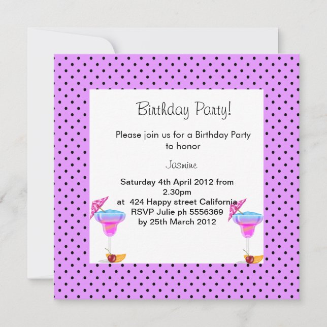 LILAC SPOT BIRTHDAY PARTY INVITATION (Front)