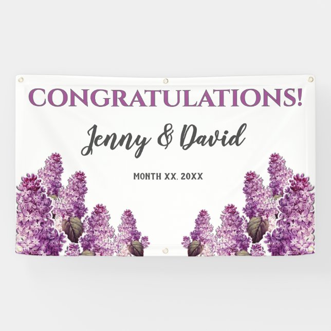 Lilac Spring Garden Hanging Wedding Banner (Horizontal)