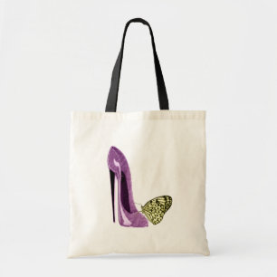 Lilac Stiletto Shoe and Yellow Butterfly Tote Bag