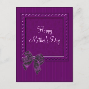 Lilac Stipes and Bow Mother's Day Design Postcard