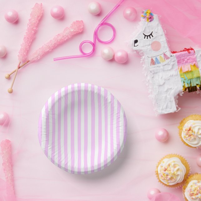 Lilac Stripe  Paper Plate (Party)