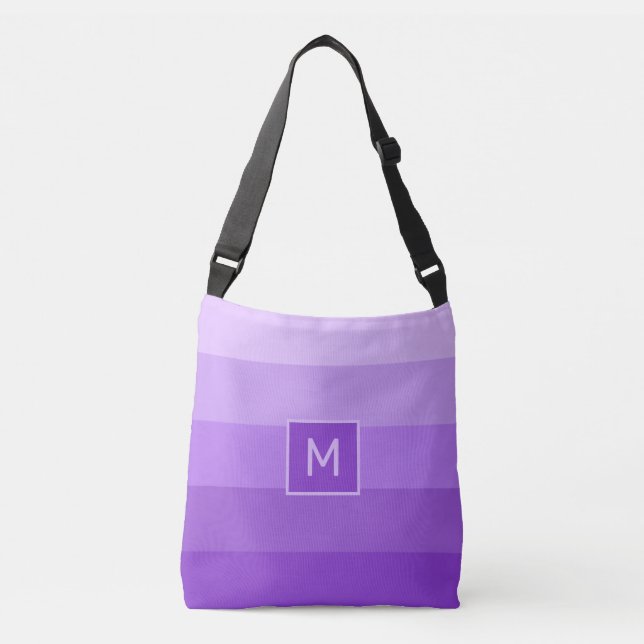 Lilac Stripes custom monogram Crossbody Bag (Front)