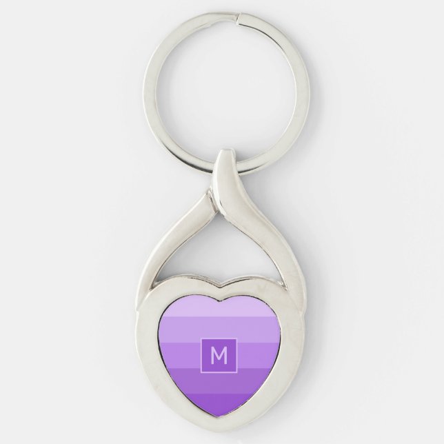 Lilac Stripes custom monogram Key Ring (Front)
