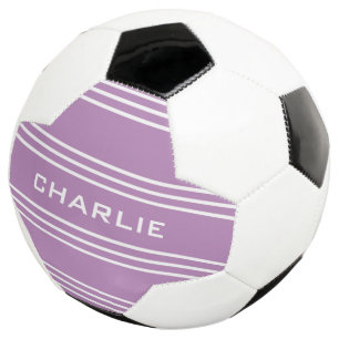 Lilac Stripes custom monogram soccer ball