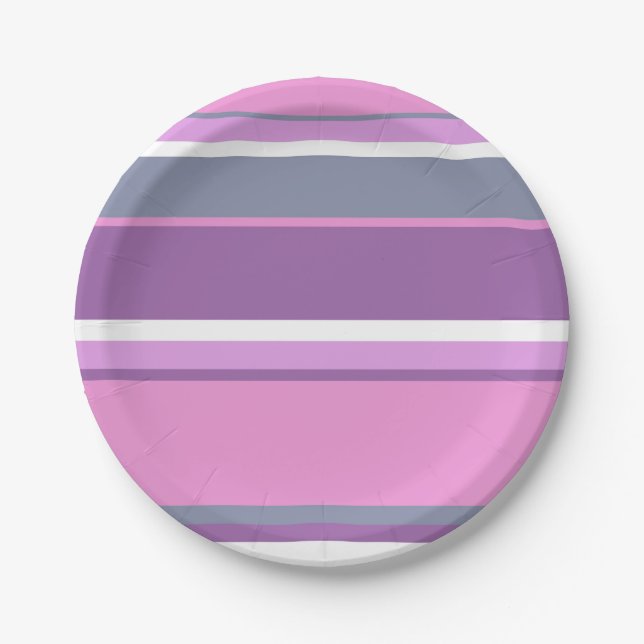 Lilac stripes paper plate (Front)