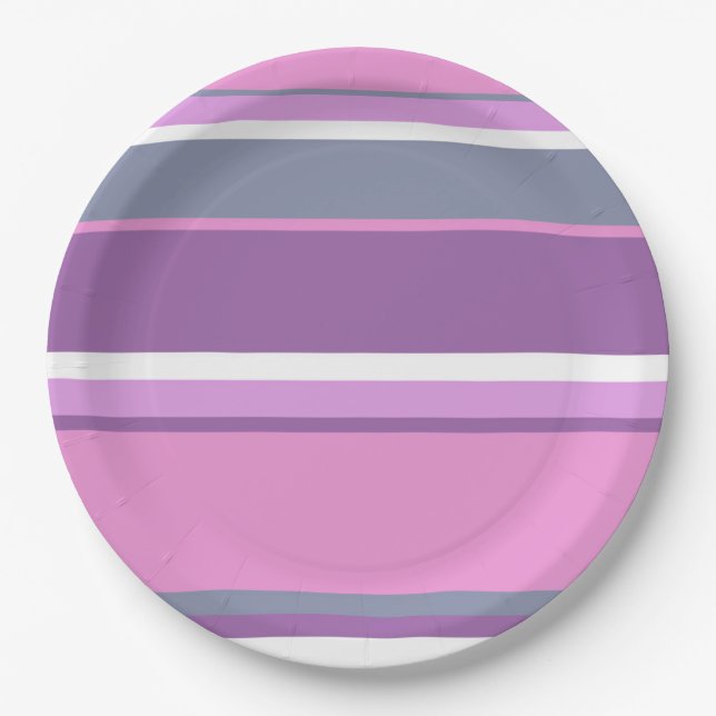Lilac stripes paper plate (Front)
