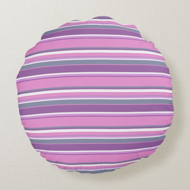 Lilac stripes round cushion (Back)