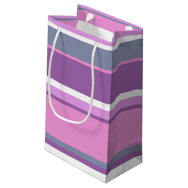 Lilac stripes small gift bag (Back Angled)