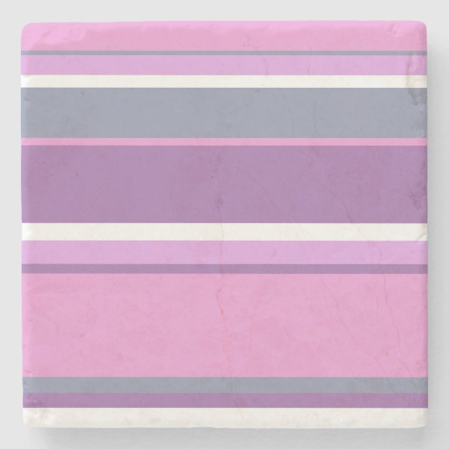 Lilac stripes stone coaster (Front)
