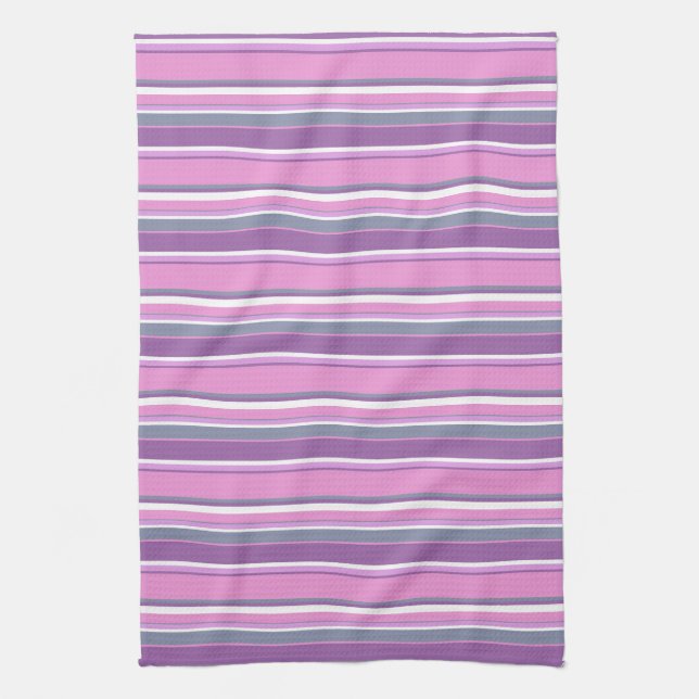 Lilac stripes tea towel (Vertical)