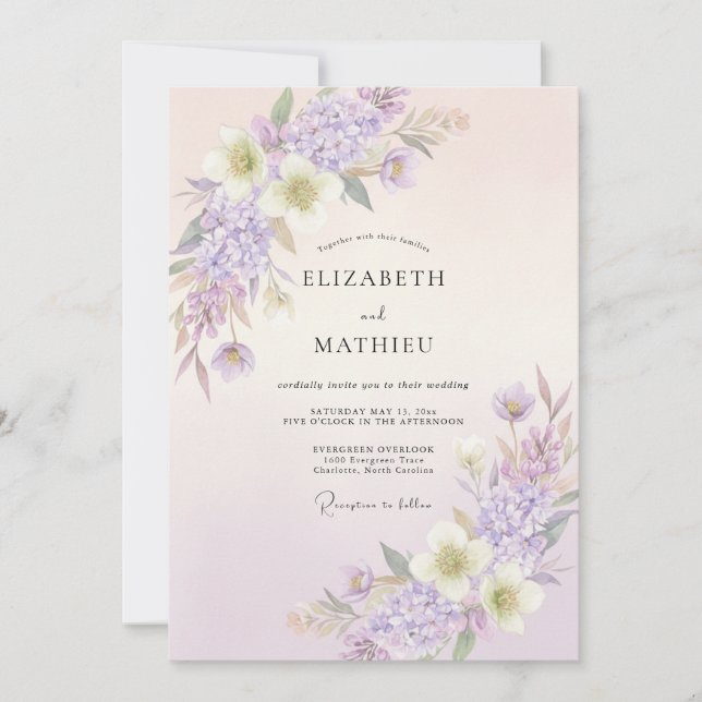 Lilac Subtle Spring Wedding Invitation (Front)