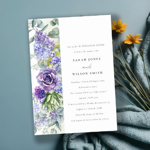 Lilac Succulent Eucalyptus Fauna Rehearsal Dinner Invitation