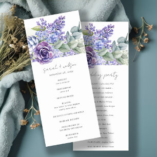 Lilac Succulent Eucalyptus Fauna Wedding Program Invitation