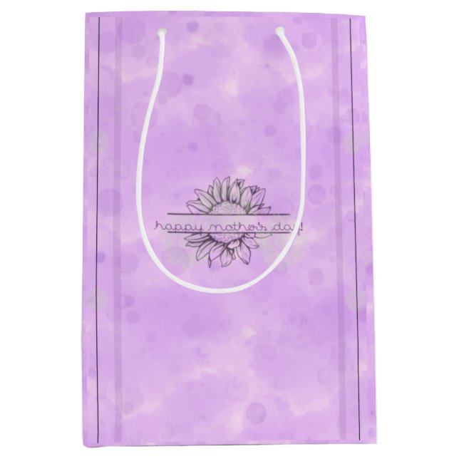 Lilac Sunflower Mother's Day Medium Gift Bag (Front)