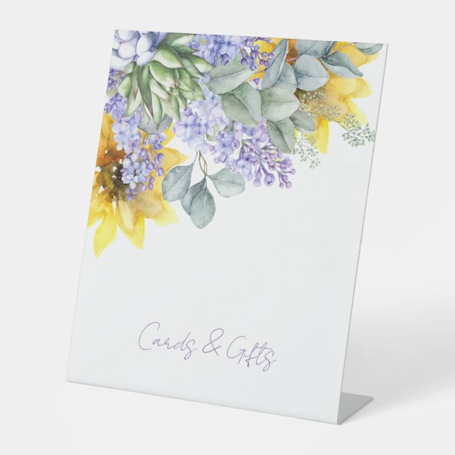 Lilac & Sunflower Shower Cards & Gifts  Pedestal Sign (Front)