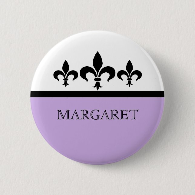 Lilac Swanky Fleur De Lis Button (Front)