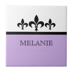 Lilac Swanky Fleur De Lis Tile