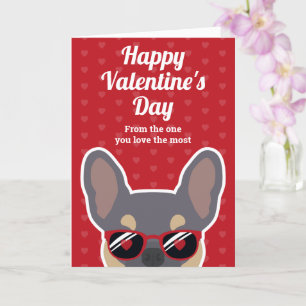 Lilac Tan French Bulldog Valentine's Day Card