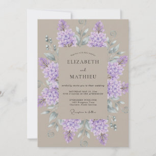 Lilac Taupe Watercolor Wedding Invitation