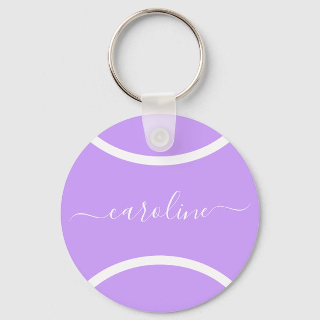 Lilac Tennis Ball Custom Girls Name Sports Gift  Key Ring (Front)