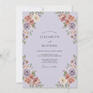 Lilac Terracotta Peony Wedding Invitation