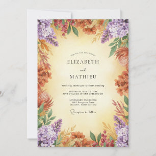 Lilac Terracotta Wildflower Wedding Invitation