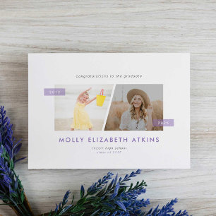 Lilac Then and Now Two Photo Graduation Announcement