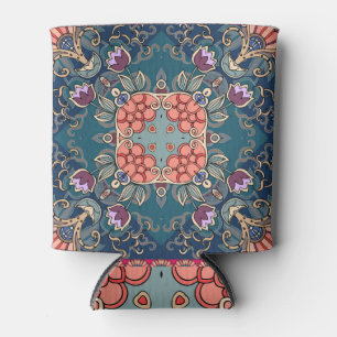 Lilac tulip flowers, ornamental floral frame. can cooler