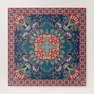 Lilac tulip flowers, ornamental floral frame. jigsaw puzzle