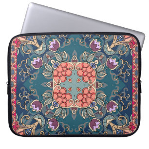 Lilac tulip flowers, ornamental floral frame. laptop sleeve