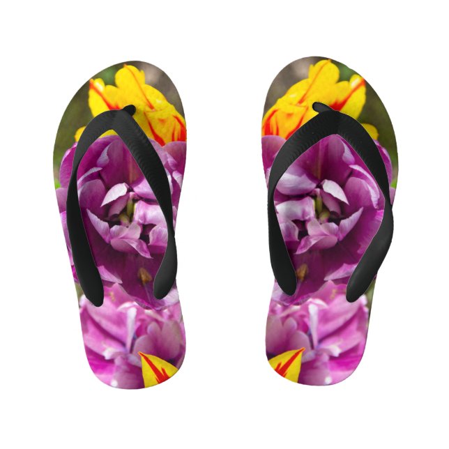 Lilac tulips on a sunny day    kid's jandals (Footbed)
